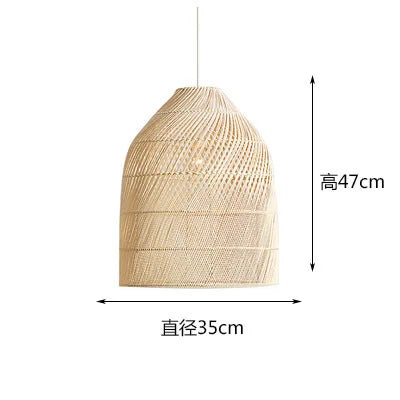 Chinese Creative Hand-Woven Rattan Art LED Pendant Lamp - Retro Decorative Lighting for Restaurants, Hotels, Study Rooms, Hallways, and Rural Decor