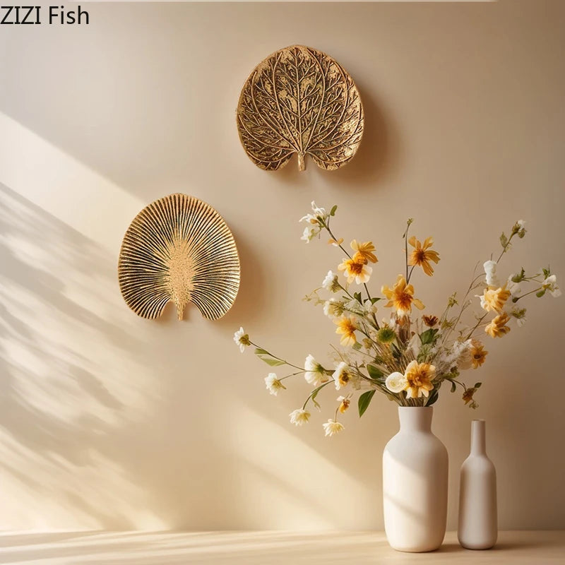 Hollywood Regency Golden Ginkgo Leaf Wall Art