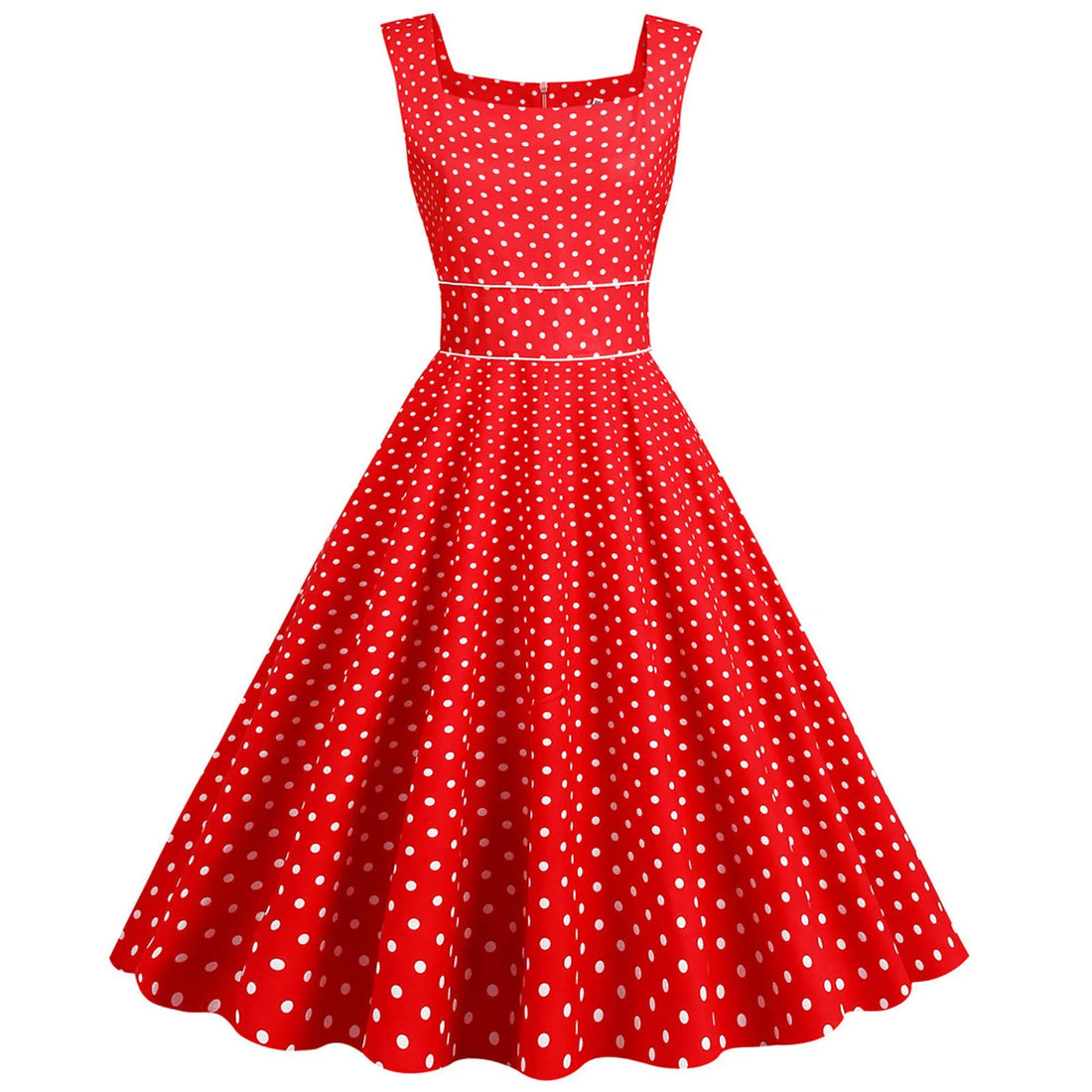 Sleeveless Polka Dot Fit and Flare Midi Dress