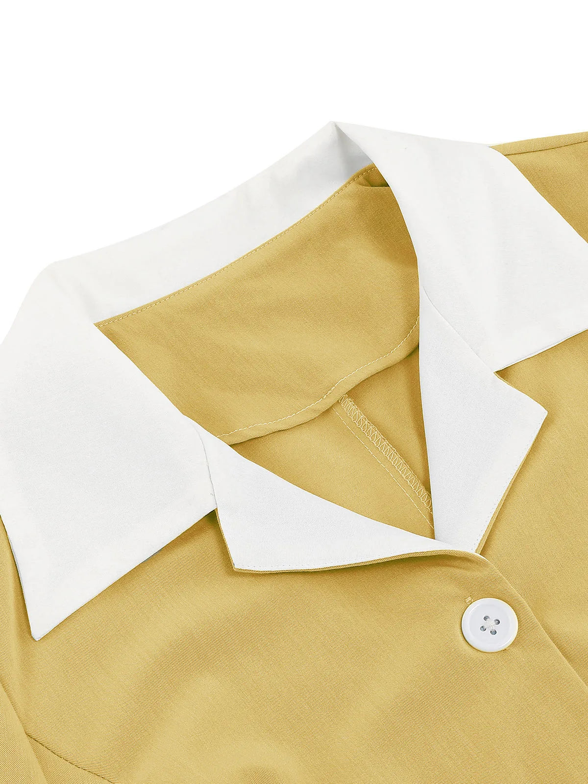 Contrast Collar Button Front Fit & Flare Dress