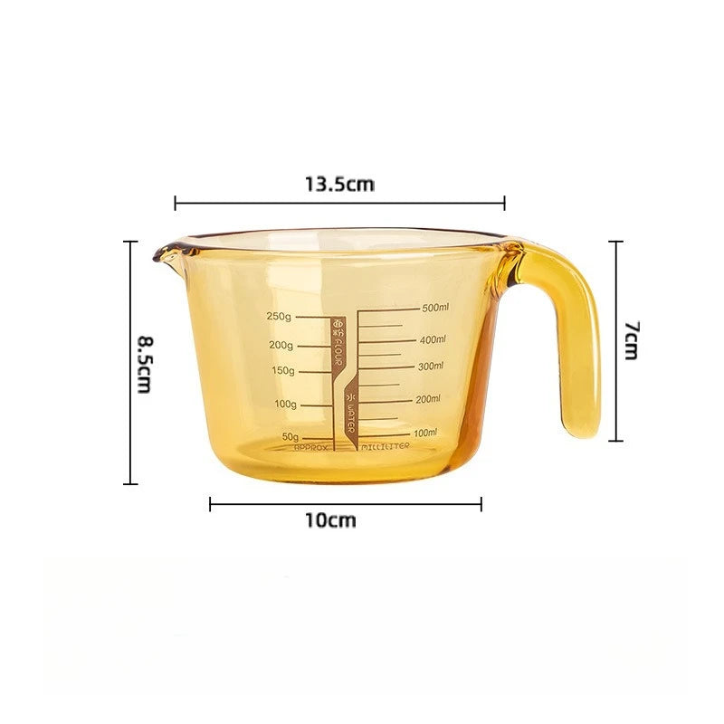 Retro Amber Borosilicate Glass Measuring & Baking Cup (500ml)