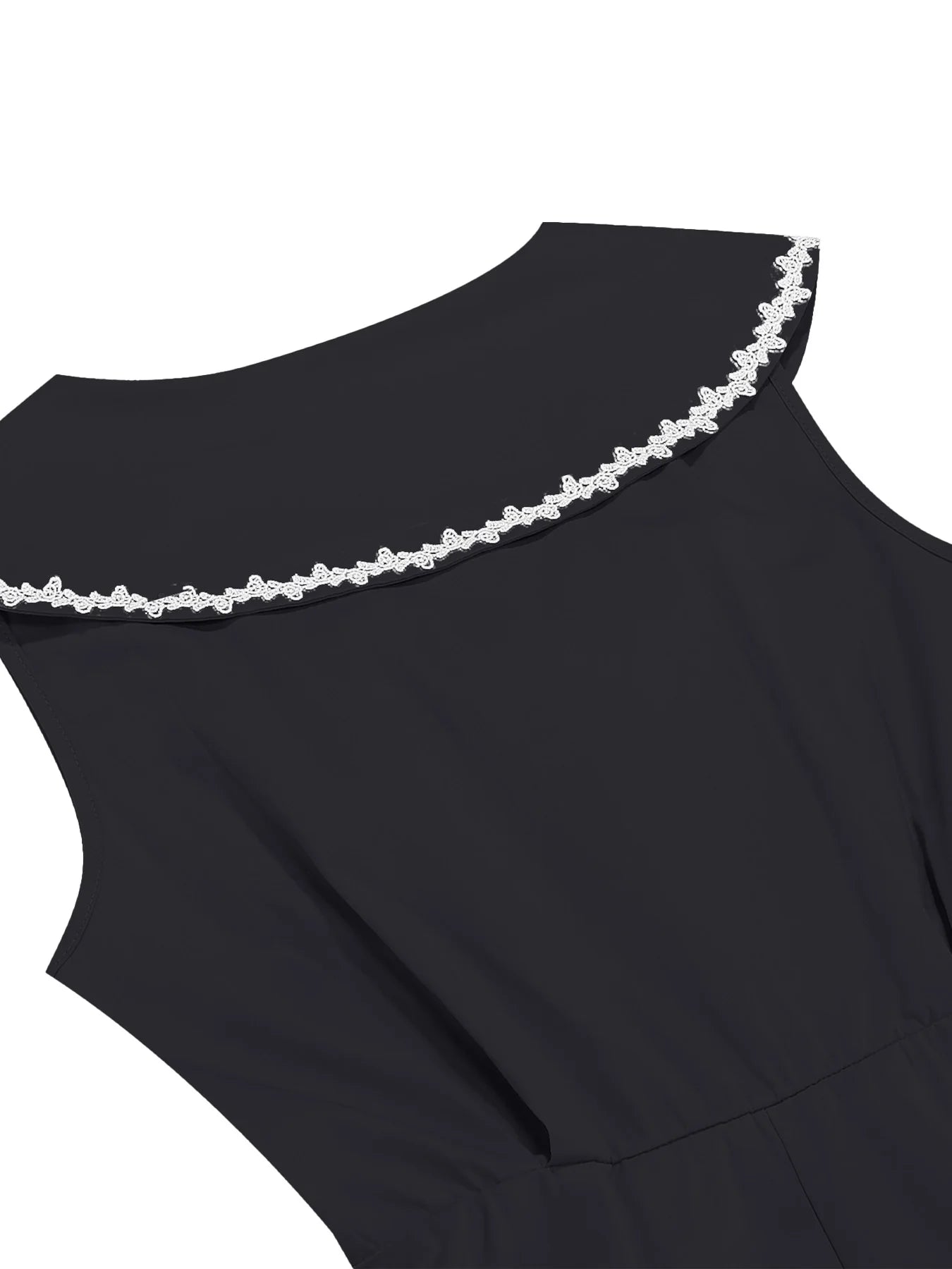 Sailor Collar Sleeveless Midi Dress with Button Front