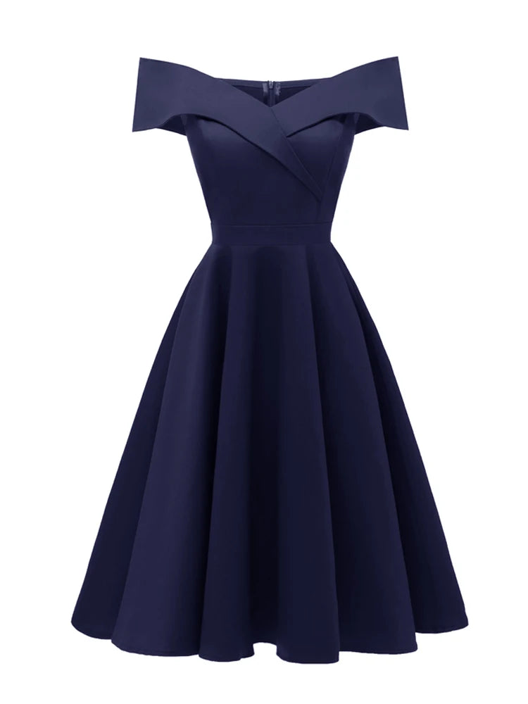 Off-Shoulder Wrap Bodice Fit & Flare Dress