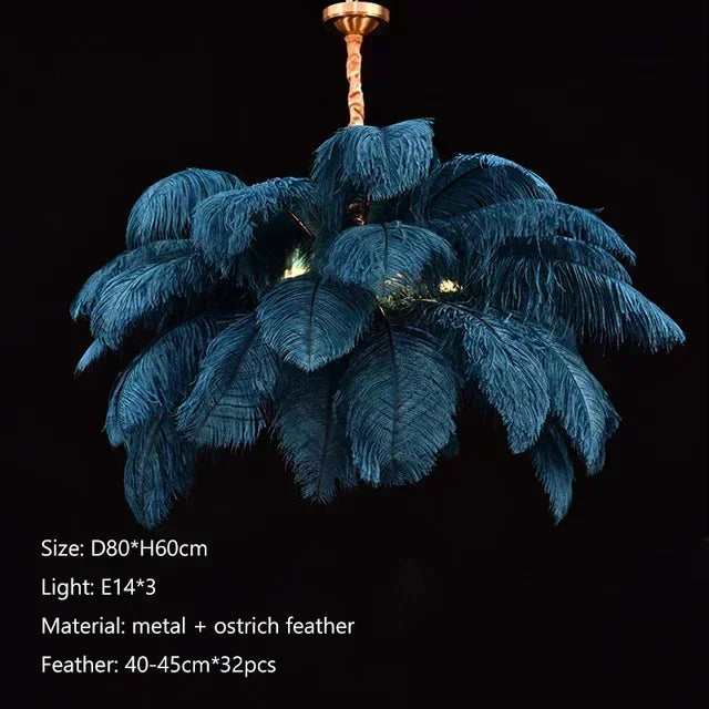 Classic Las Vegas Showgirl Ostrich Feather Chandelier