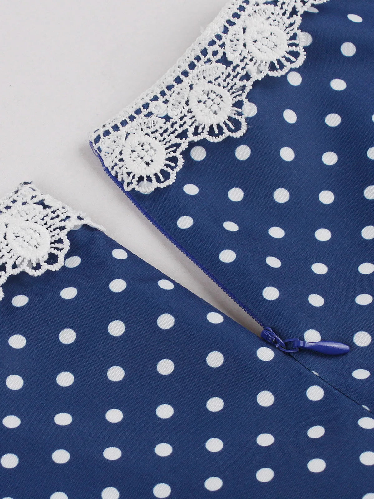 Lace Trim Polka Dot Tie-Waist Dress