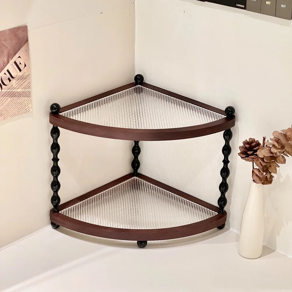 Mid-Century Executive Wooden Double-Tier Desktop Storage Rack