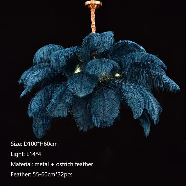 Classic Las Vegas Showgirl Ostrich Feather Chandelier