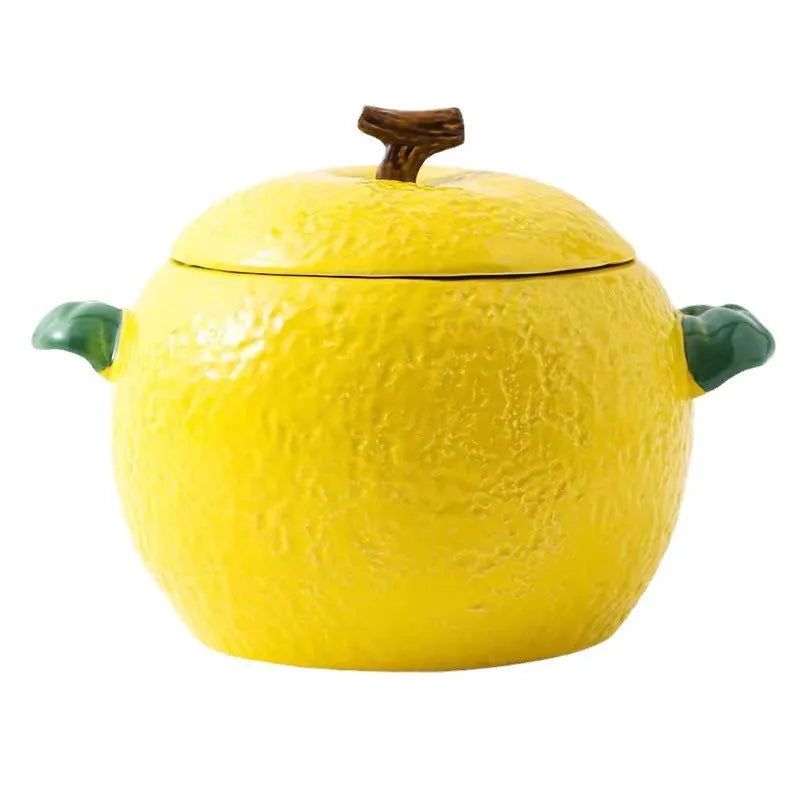Amalfi Coast Embossed Lemon Soup Pot with Lid