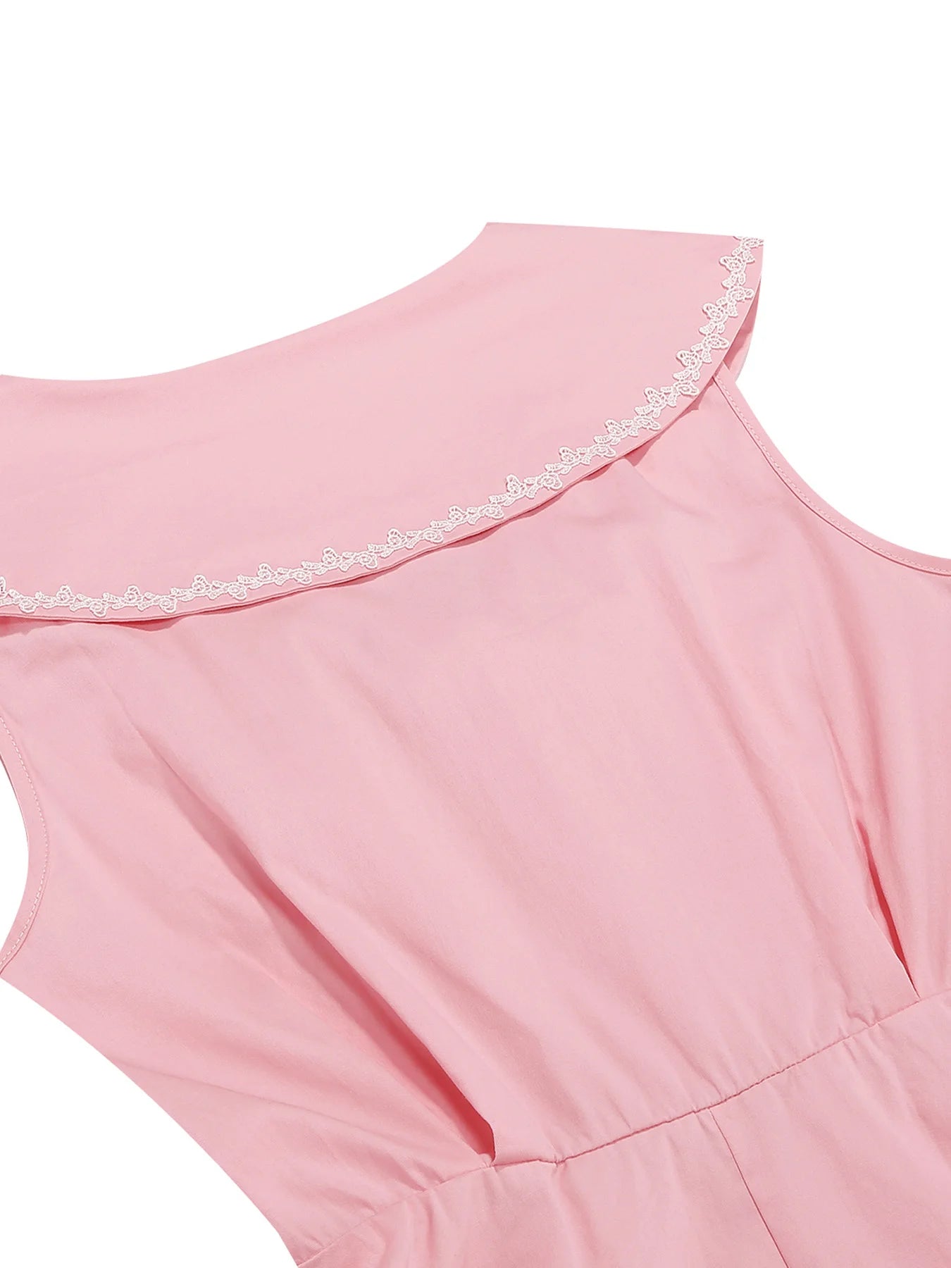 Sailor Collar Sleeveless Midi Dress with Button Front