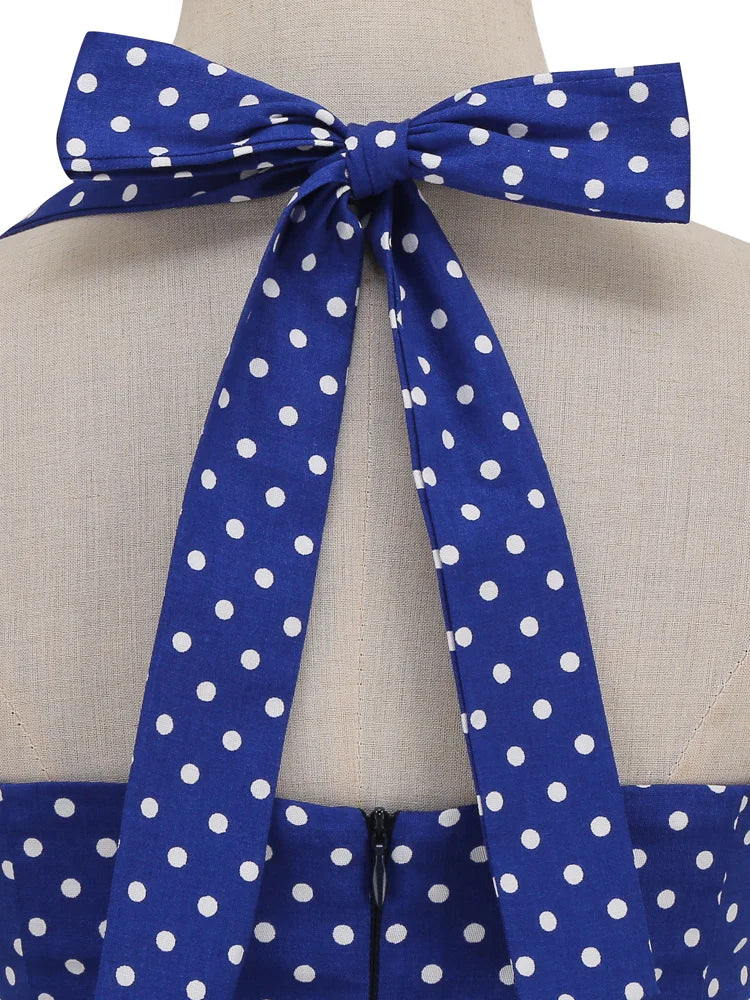 Halter Polka Dot Sweetheart Fit & Flare Dress