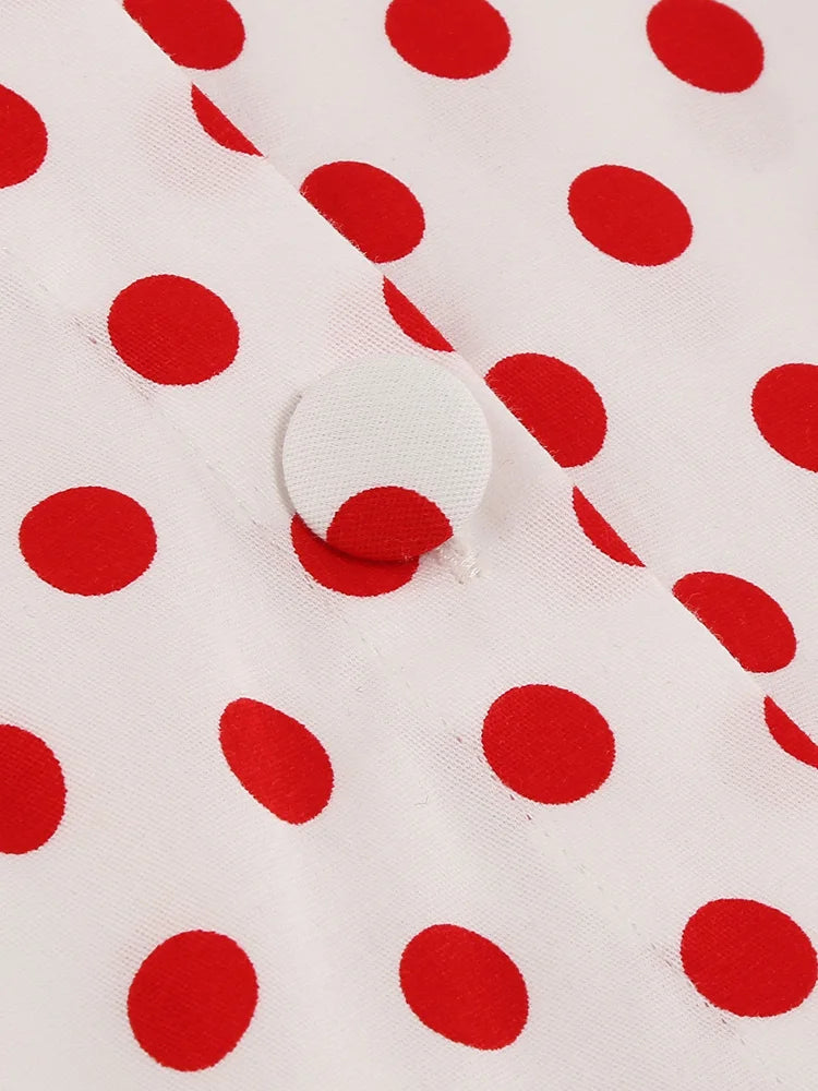 Sleeveless Polka Dot Button Front Midi Dress