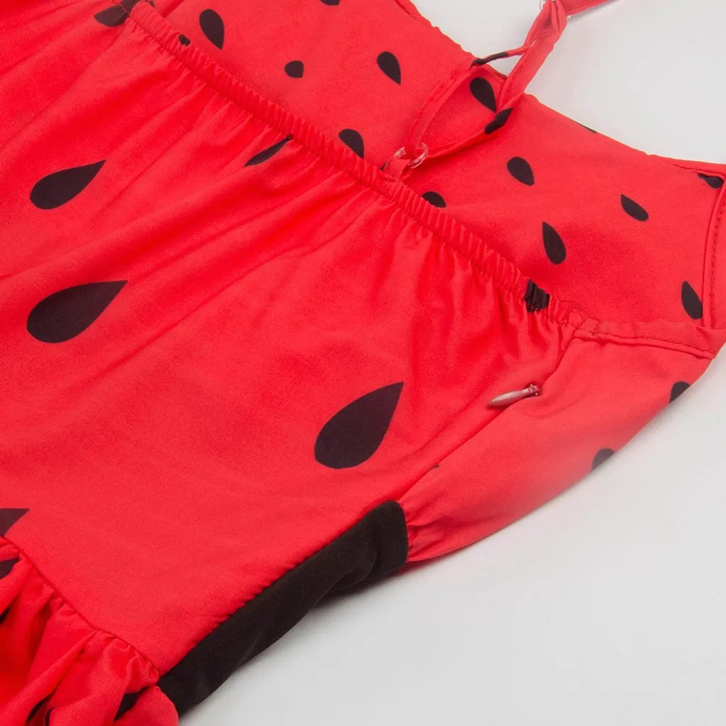 Watermelon Print Fit and Flare Dress