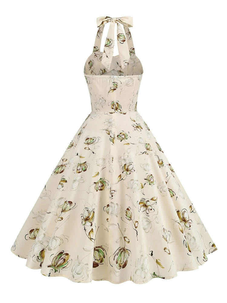 Floral Halter Fit & Flare Dress