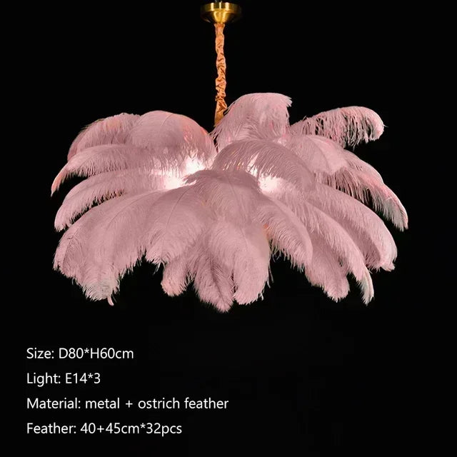 Classic Las Vegas Showgirl Ostrich Feather Chandelier