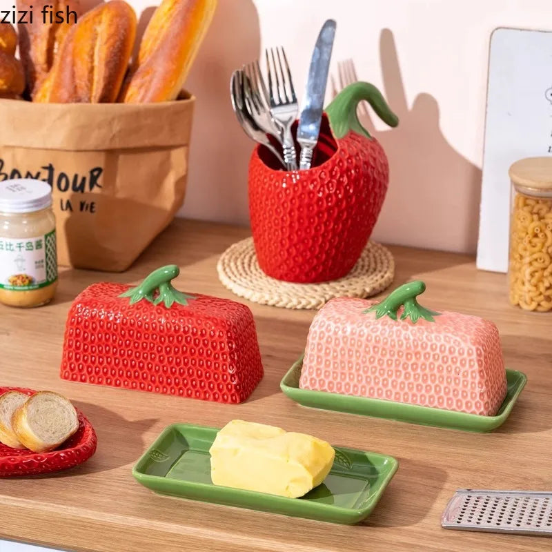 "Sweet Berry" Ceramic Multi-Use Butter & Small Plates Set
