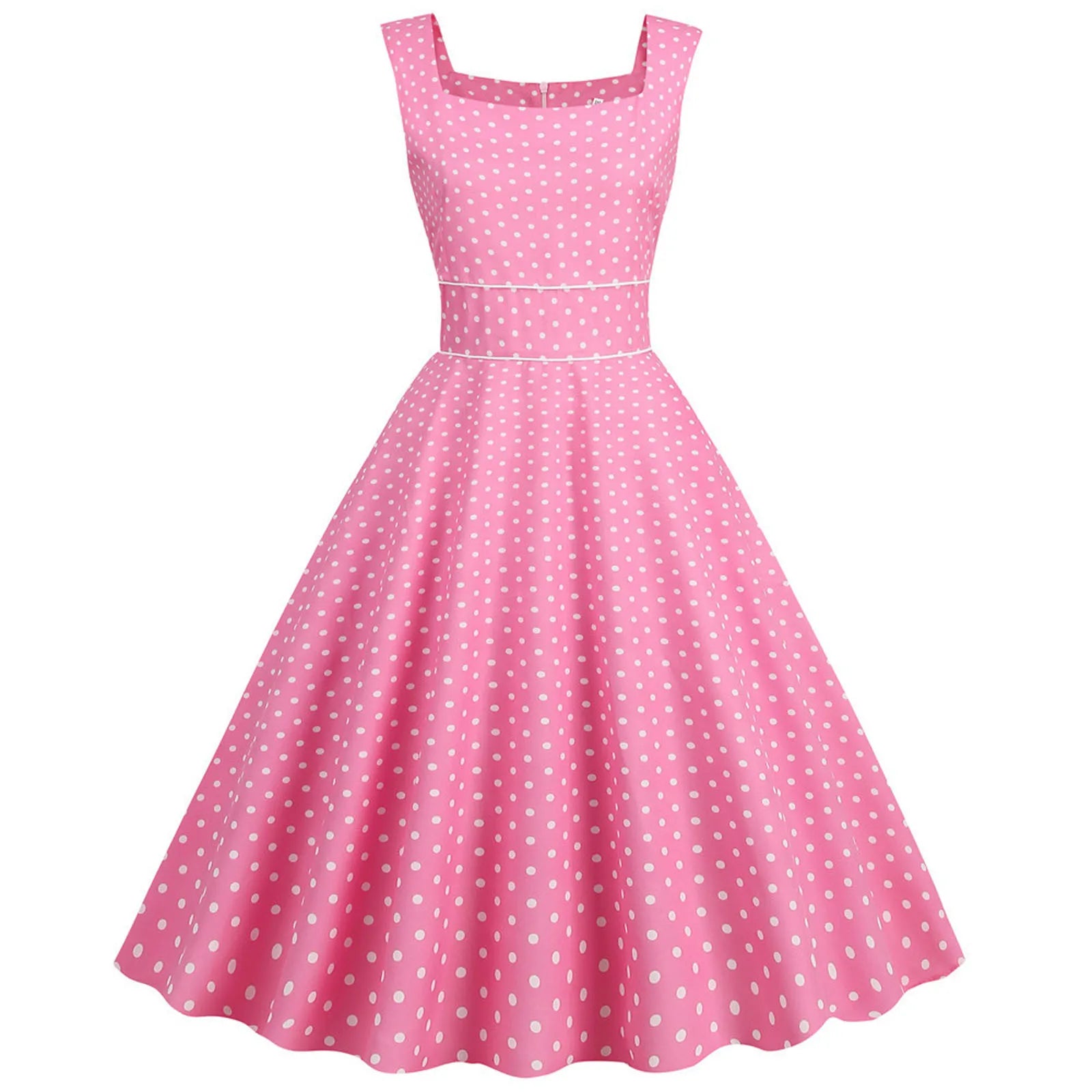 Sleeveless Polka Dot Fit and Flare Midi Dress