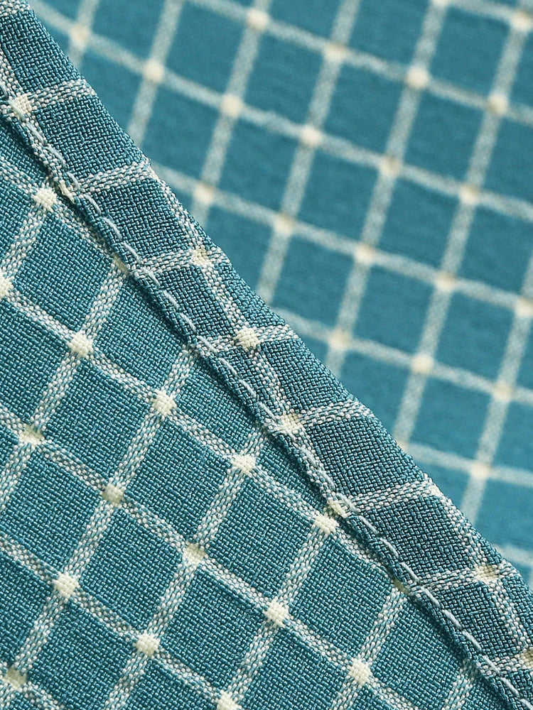 Halter Grid Print Fit & Flare Dress