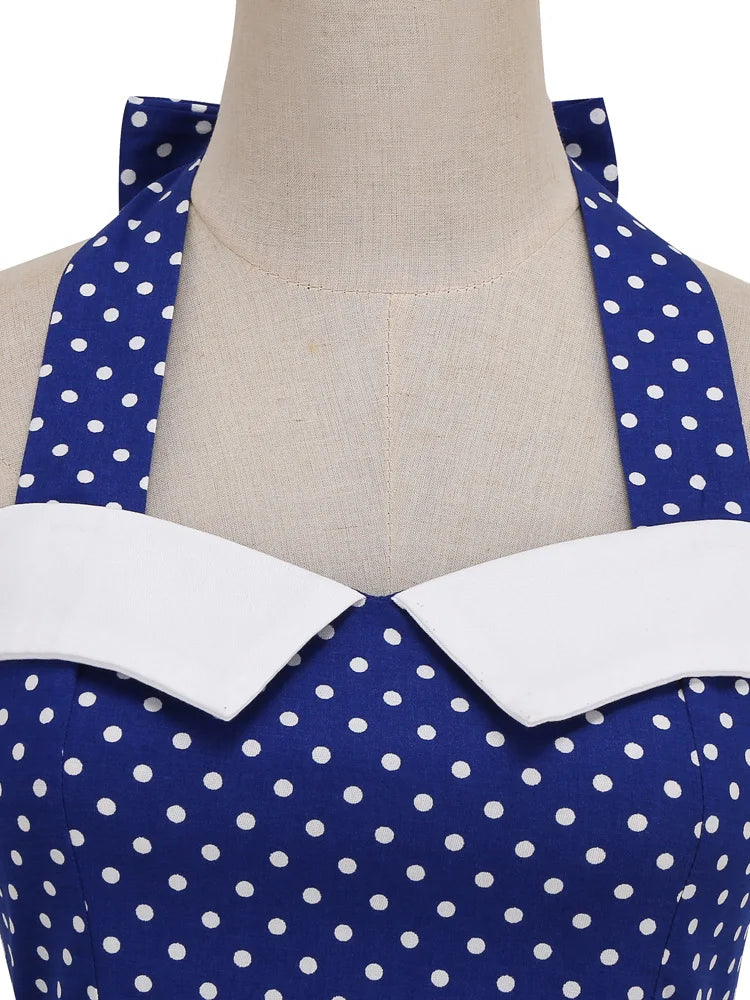 Halter Polka Dot Sweetheart Fit & Flare Dress