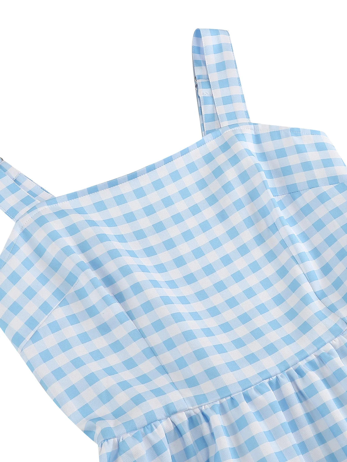 Gingham Square Neck Fit & Flare Dress