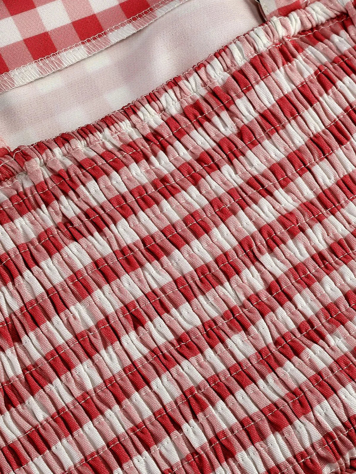 Gingham Square Neck Fit & Flare Dress