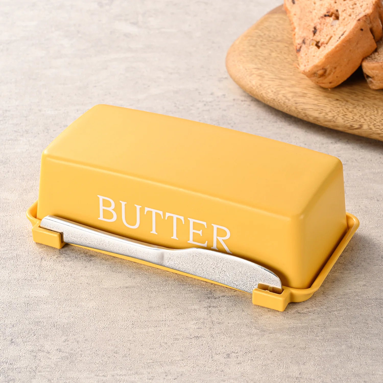 Retro Bistro Sealed Butter Box & Built-In Slicer Knife