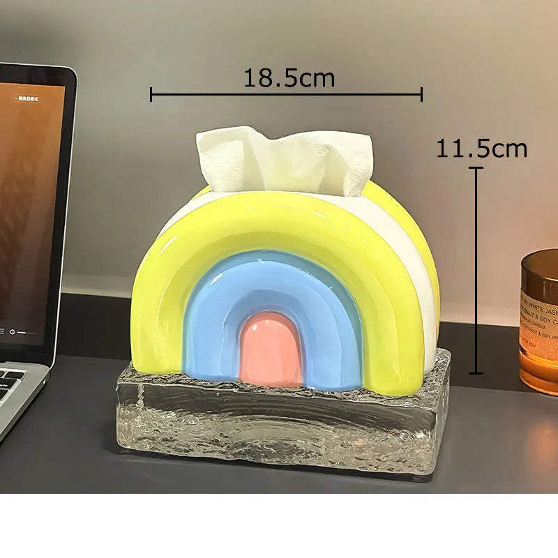 Retro Pop Ceramic Rainbow Tissue Box Cover