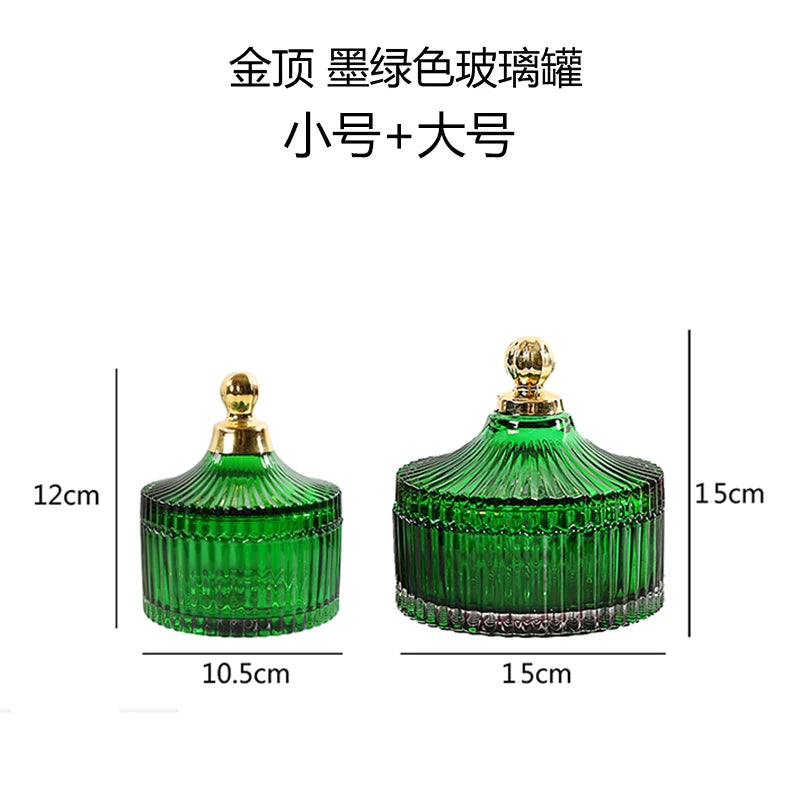 "Emerald Regency" Embossed Green Glass Jewelry & Candy Box