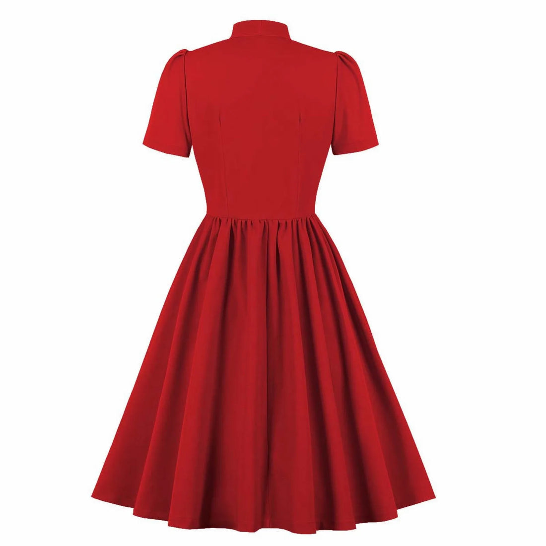 Short Sleeve Button Front Midi Dress with Neck Tie