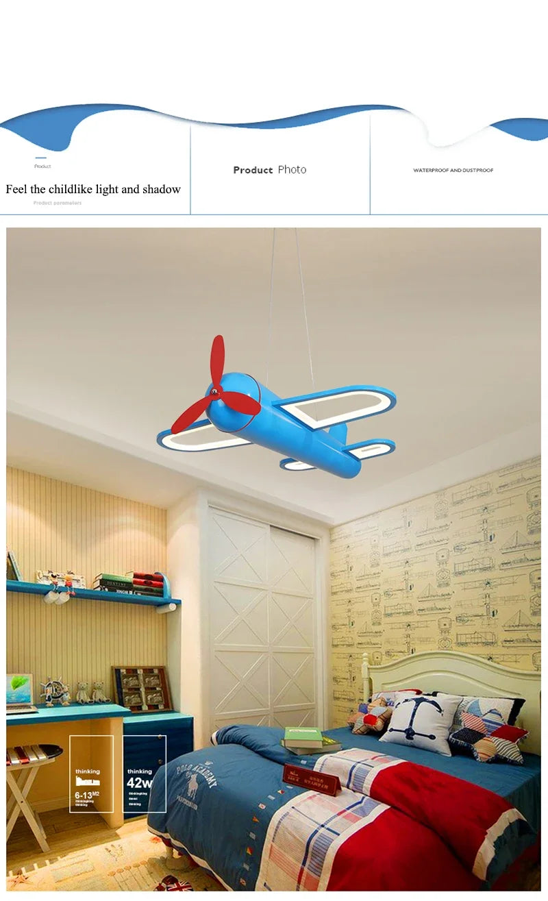Retro Pop Cartoon Iron Airplane Chandelier
