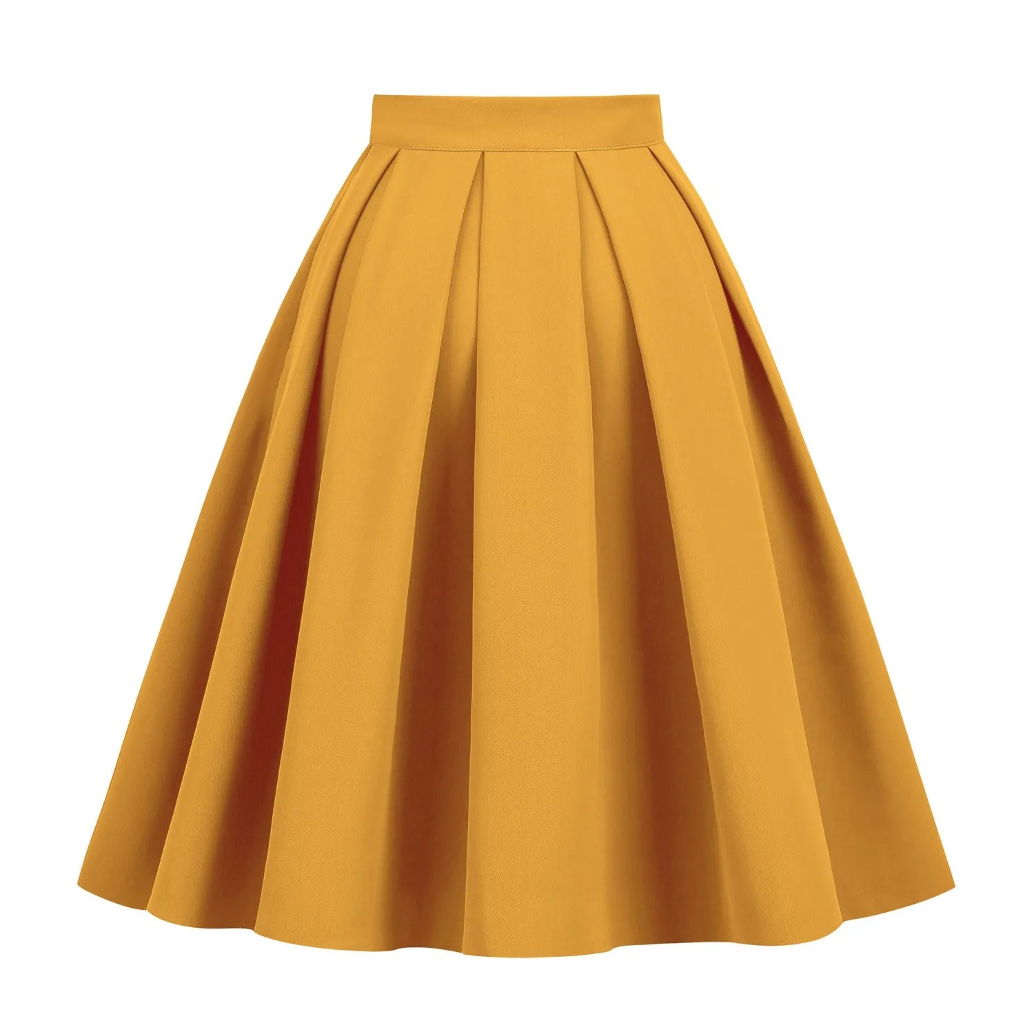 High Waist Pleated A Line Midi Skirt
