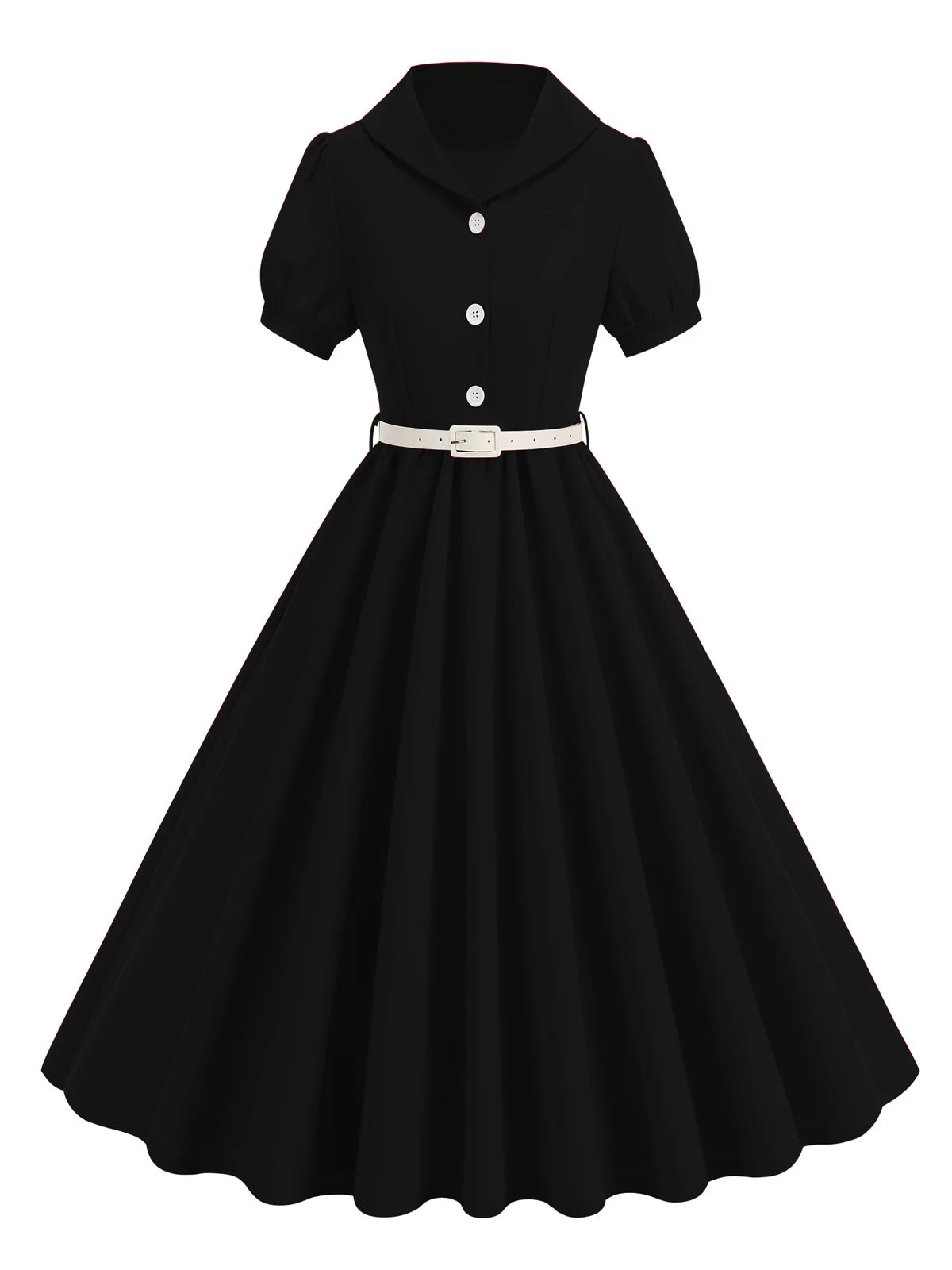 Button Front Collared Fit & Flare Dress