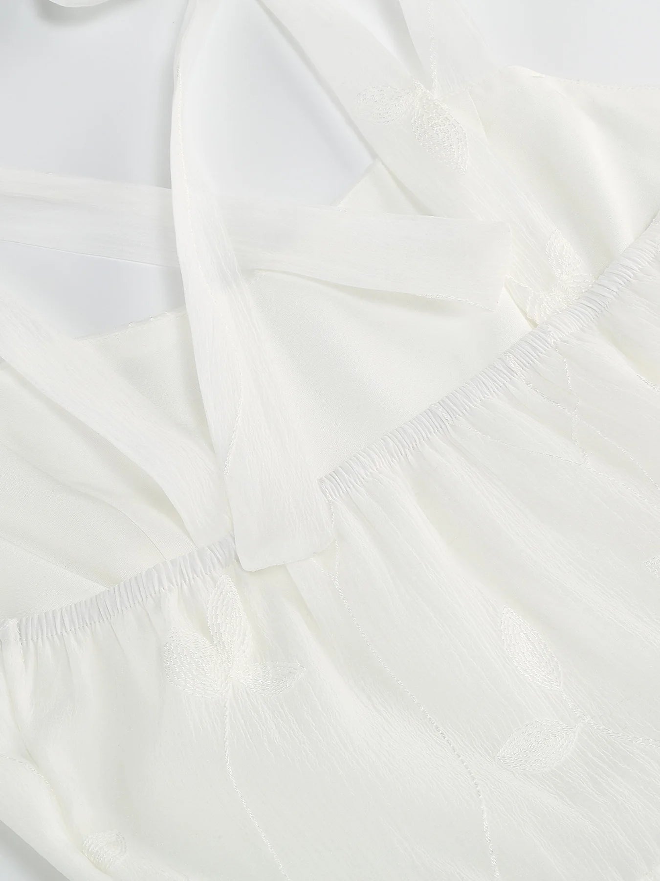 Embroidered Tie Strap Tulle Dress