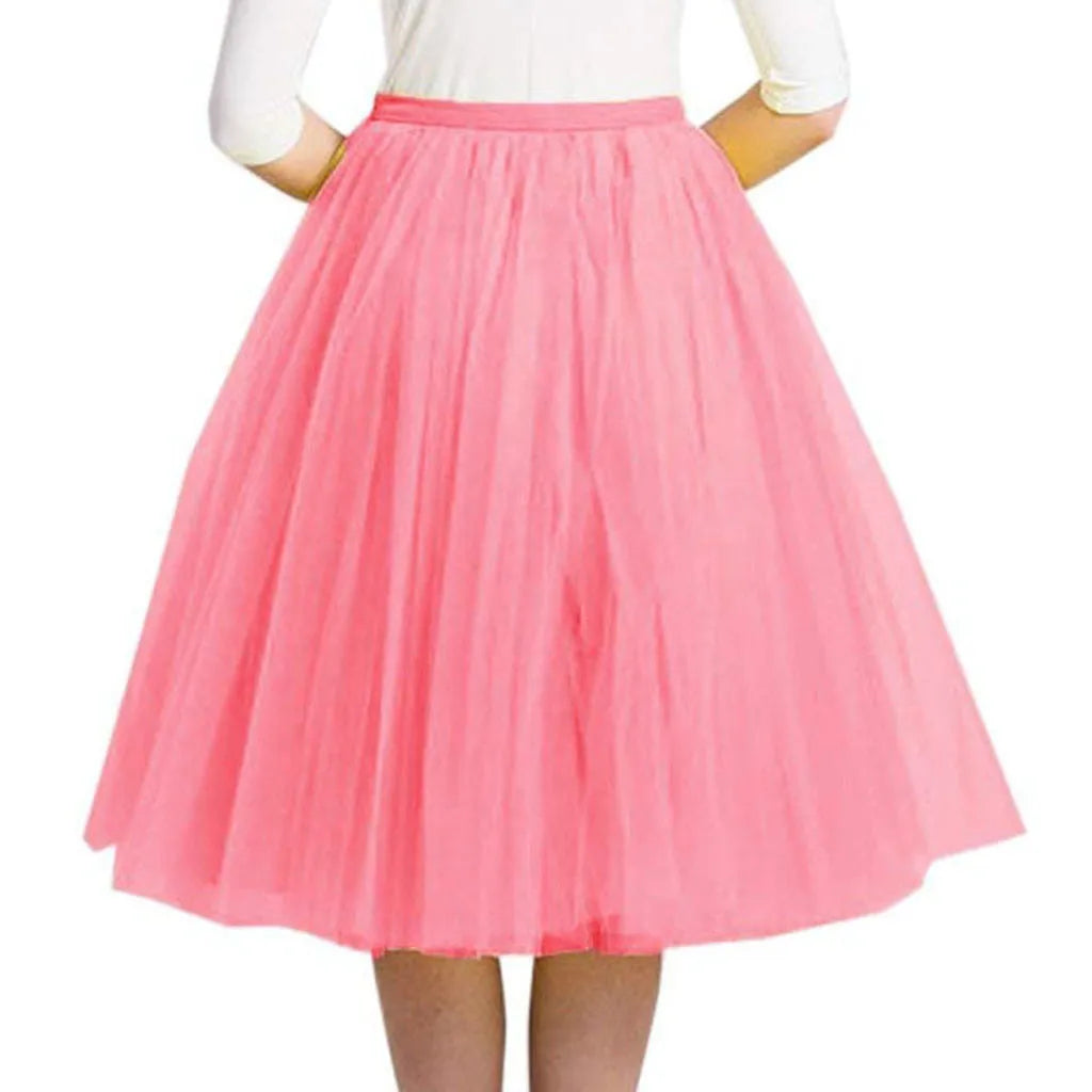 High Waist Tulle A Line Midi Skirt