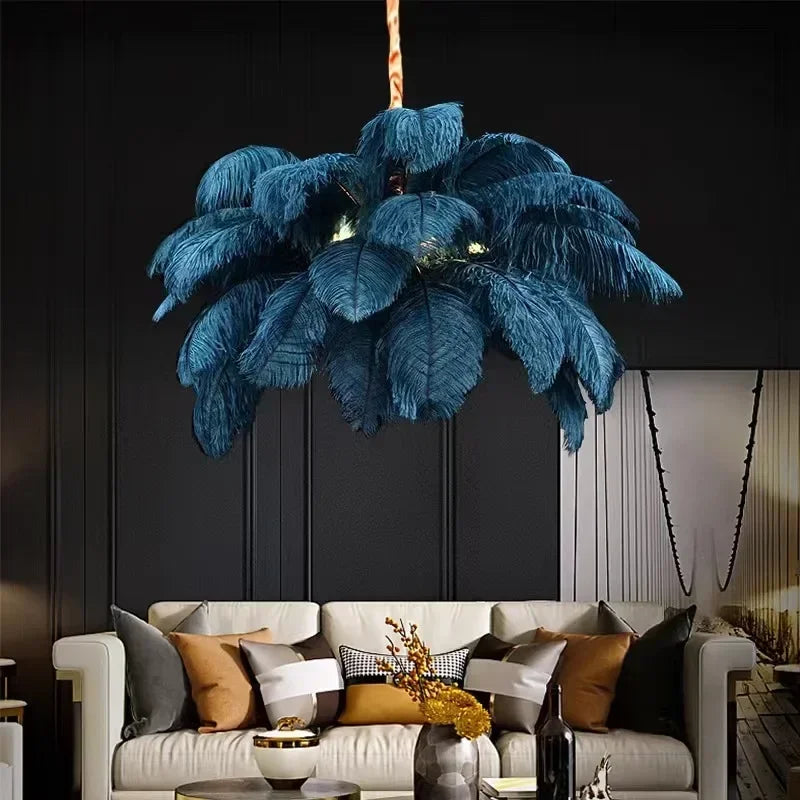 Classic Las Vegas Showgirl Ostrich Feather Chandelier