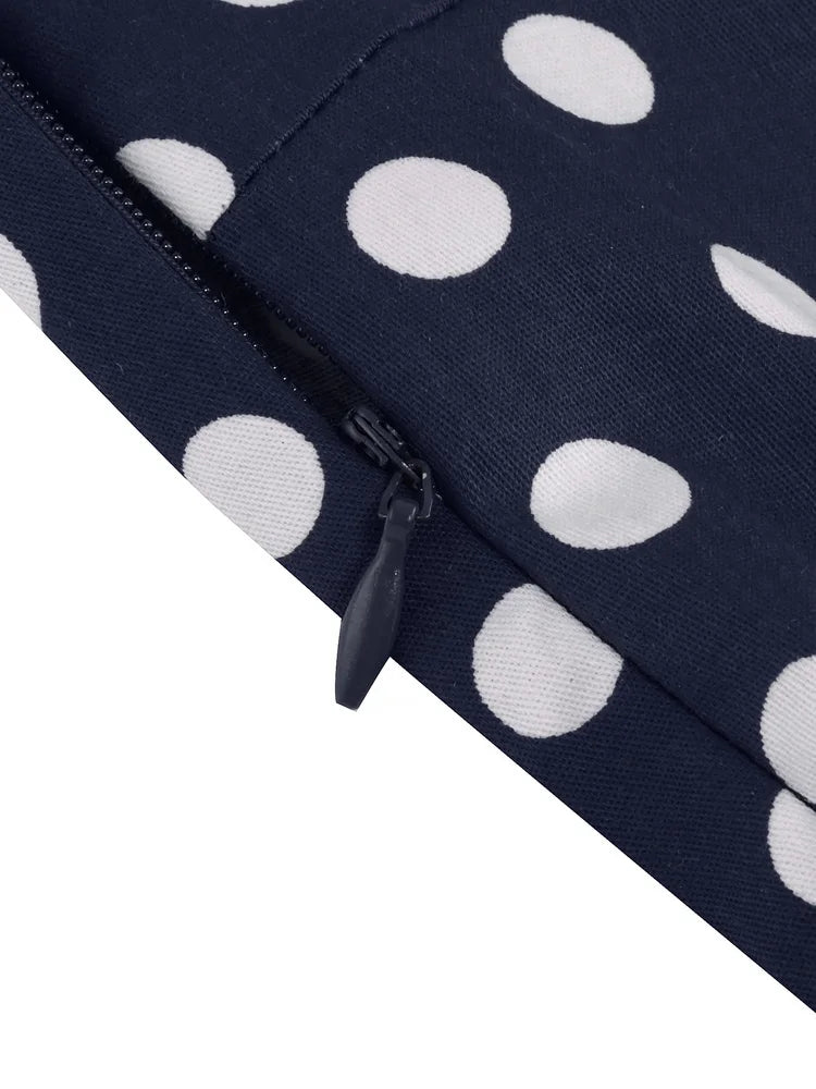 Sleeveless Polka Dot Button Front Midi Dress
