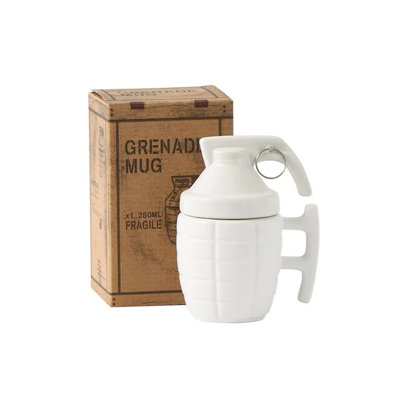 Retro Pop Art Ceramic Grenade Mug with Lid