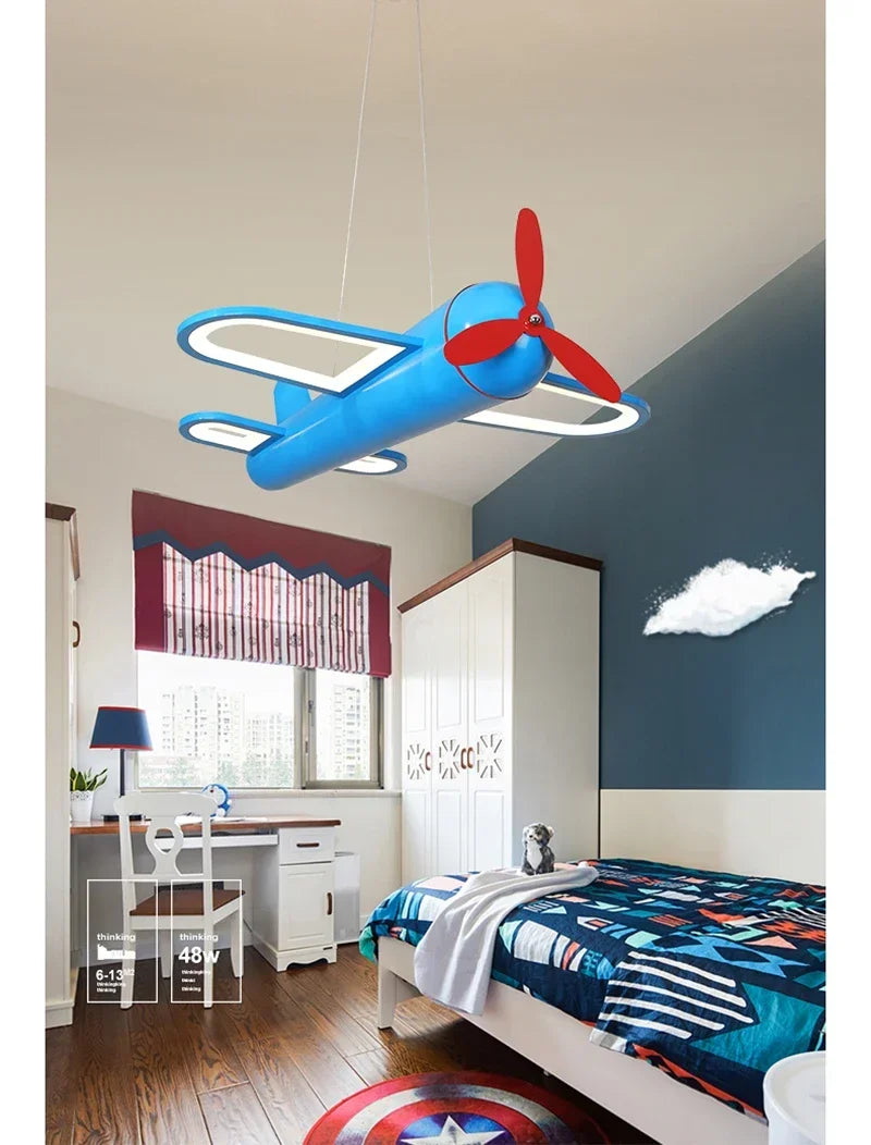 Retro Pop Cartoon Iron Airplane Chandelier