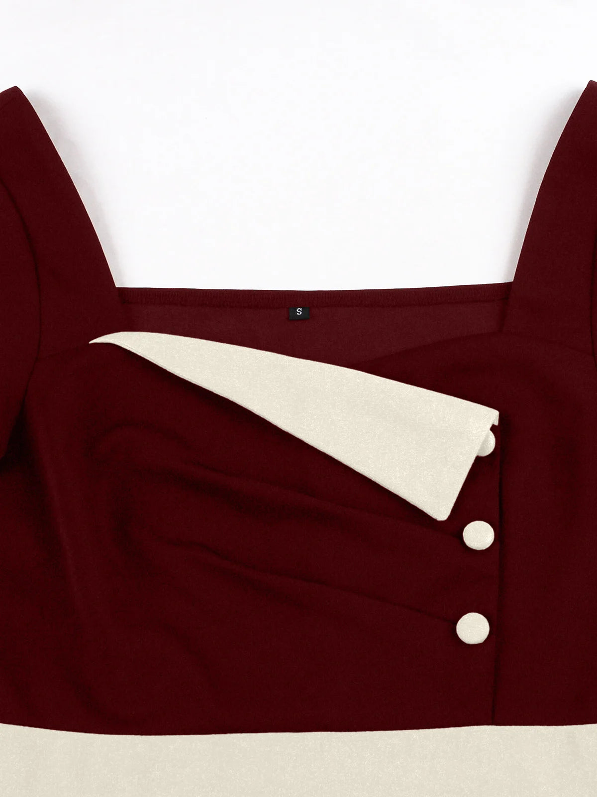 Contrast Lapel Button Detail Fit & Flare Dress
