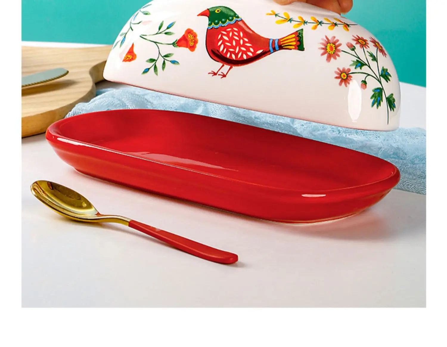 "Country Kitchen" Floral Ceramic Sealed Butter Dish