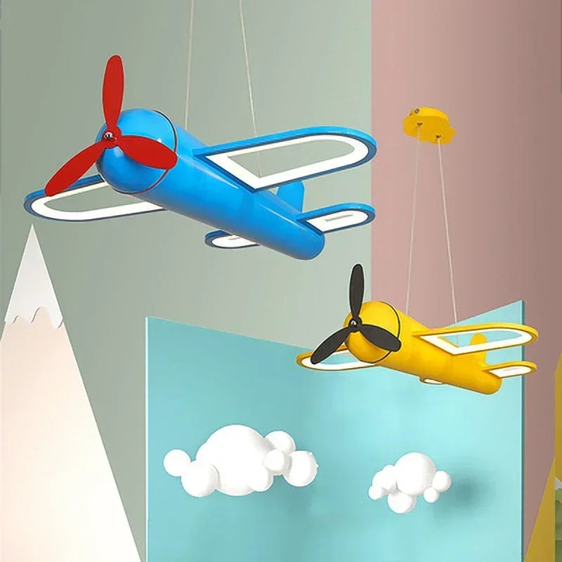 Retro Pop Cartoon Iron Airplane Chandelier