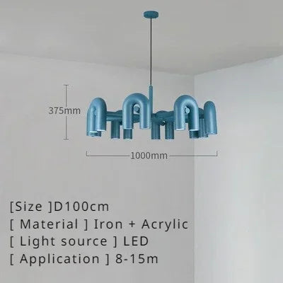 Retro Macaron U-Shape LED Pendant Chandelier