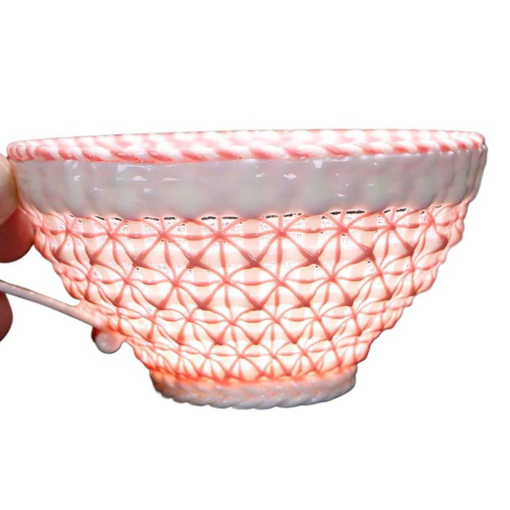 Antique Style Woven-Relief Ceramic Coffee Cup & Saucer Set