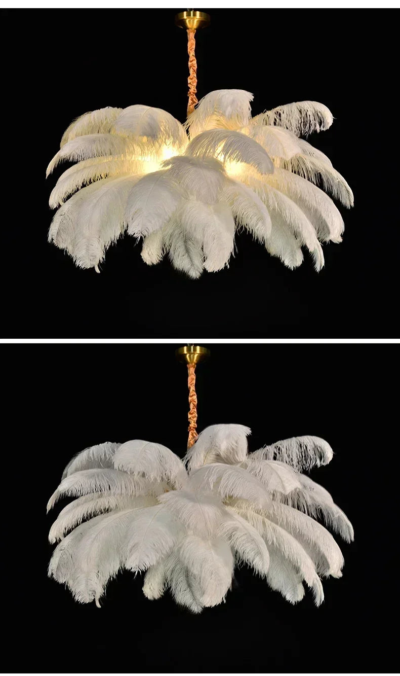 Classic Las Vegas Showgirl Ostrich Feather Chandelier