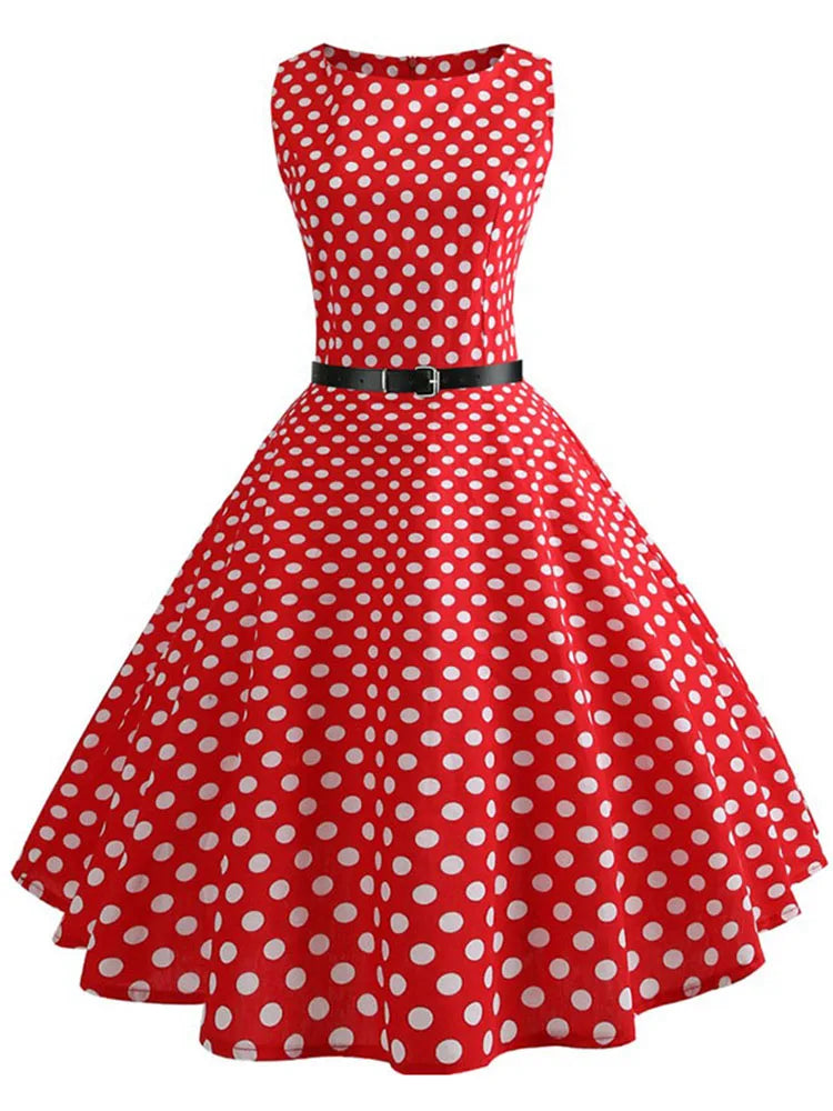 Floral Print Women Summer Dress Hepburn 50s 60s Retro Swing Vintage Dress A-Line Party Dresses With Belt jurken
