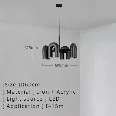Retro Macaron U-Shape LED Pendant Chandelier