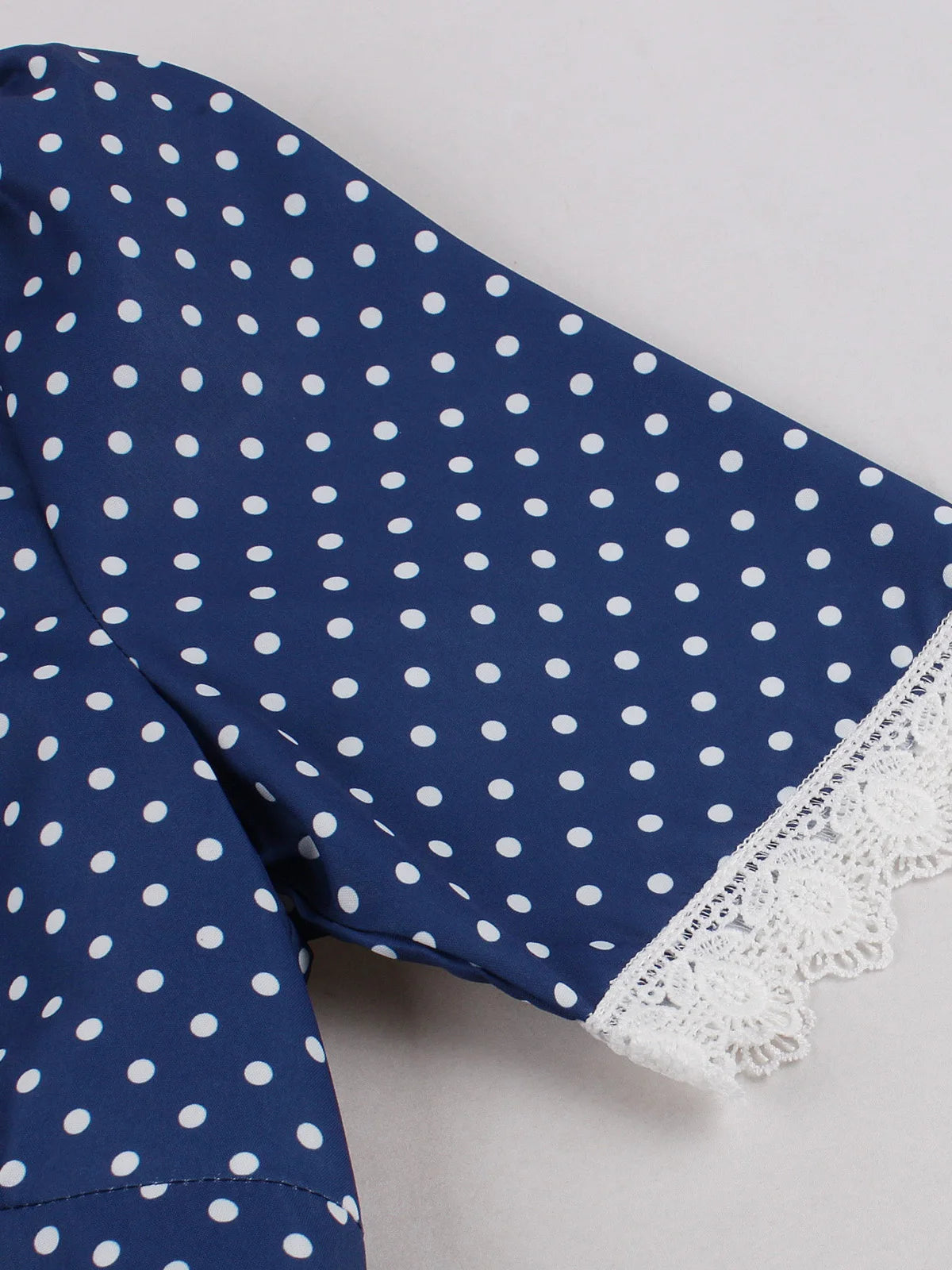 Lace Trim Polka Dot Tie-Waist Dress