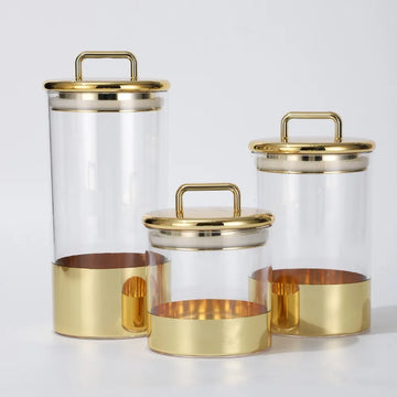 Starlight Grandeur Gold Lid Glass Storage Jar