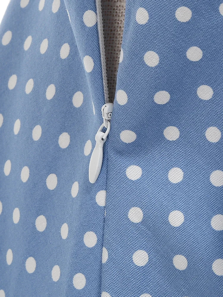 Polka Dot Collared Belted Midi Dress