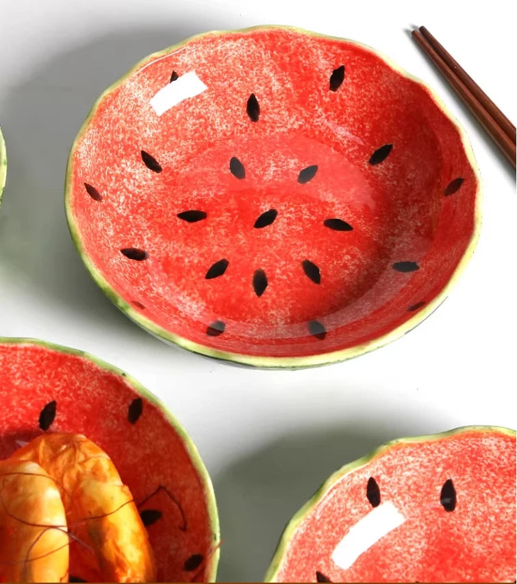 Retro Watermelon Fields Scalloped Stone Fruit Plate