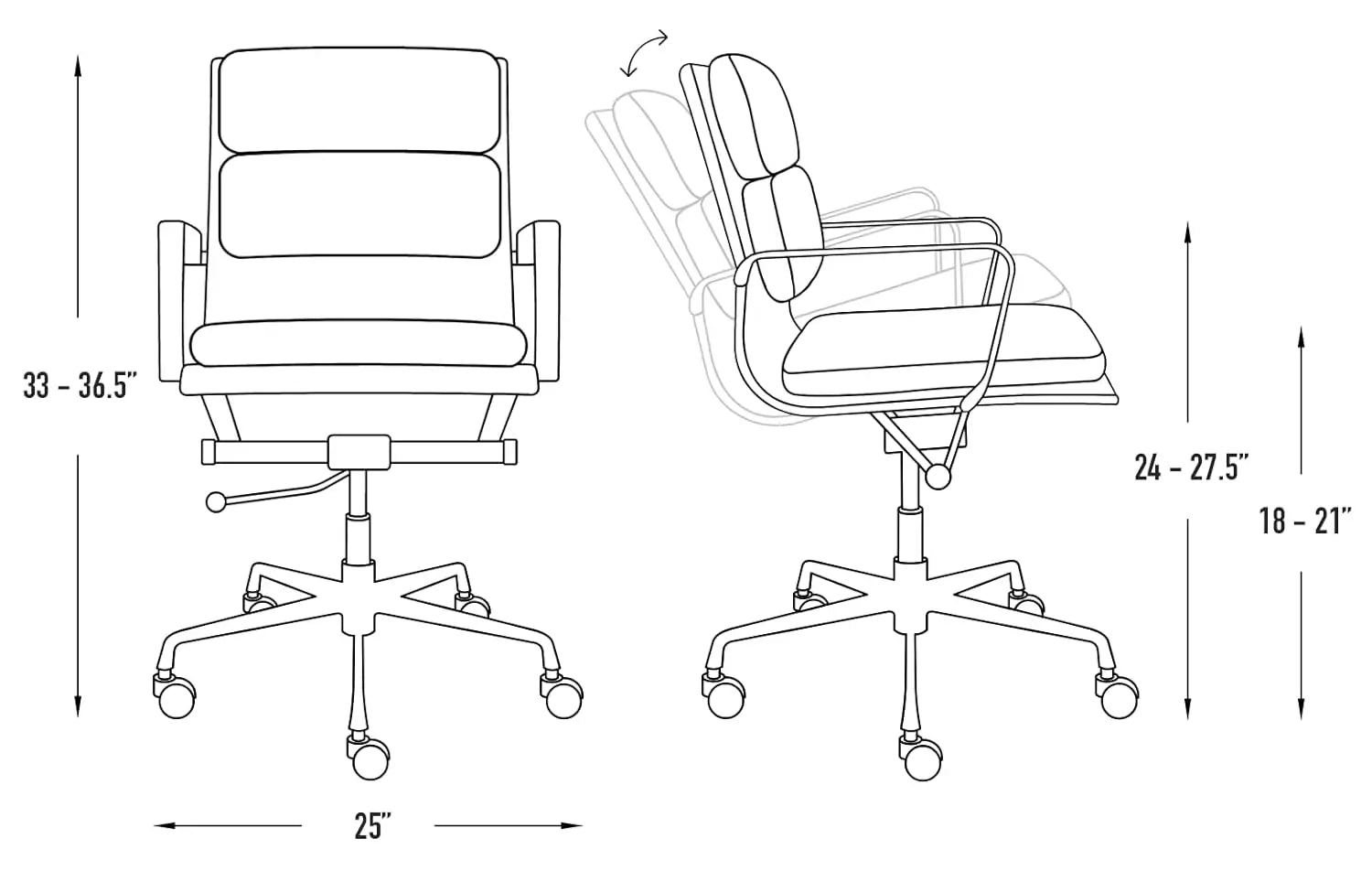 Mid-Century Style Mid-Back Desk Chair